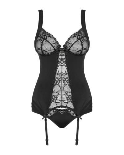 Guêpière dentelle babydoll transparente sexy & string 2 pièces OBSESSIVE "Heartina" 103120