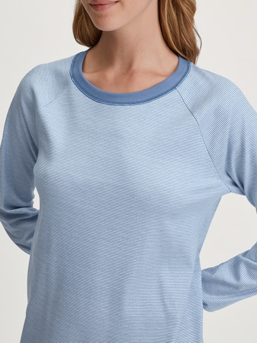 Chemise de nuit dame longues manches 110cm en 100% CALIDA "Midnight Stripes" 31054 - Scandinavian 384