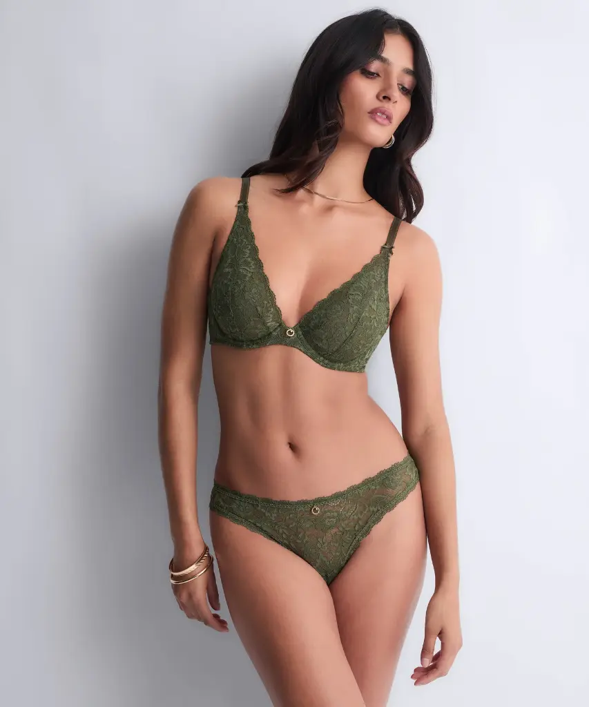 Soutien-gorge triangle armaturé AUBADE "Rosessence" 2KF12 - Kaki MOSS