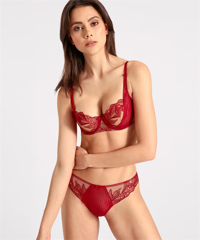 Soutien-gorge armature push-up coussinet AUBADE "Fleur de Tattoo" TB18 - Rouge Ecrin