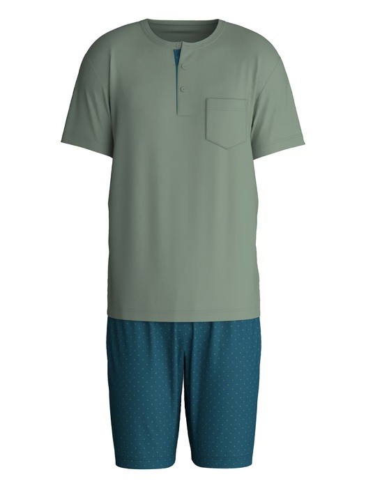 Pyjama short homme 100% coton CALIDA "Relax Imprint" 47287 - Laurel Green 618