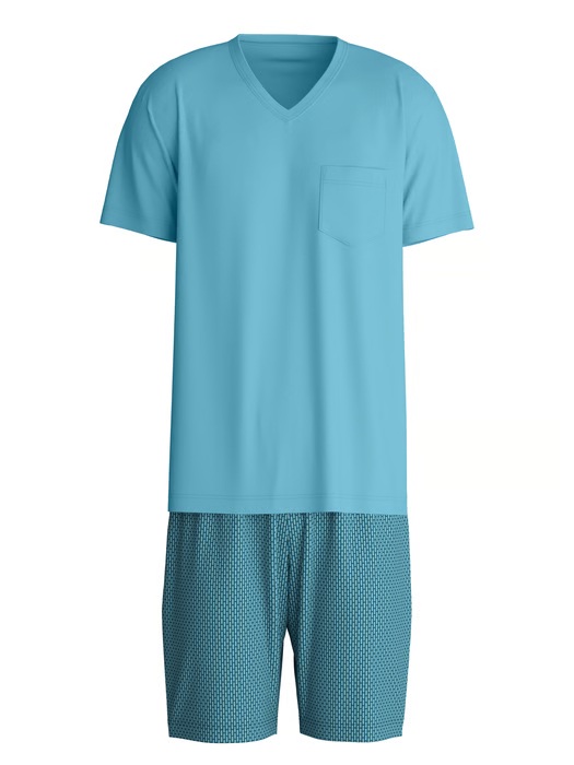 Pyjama homme court 100% coton CALIDA "Relax Streamline" 46186 - Rétro Blue 525
