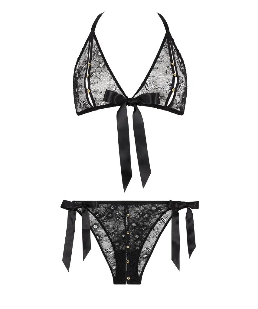 Ensemble lingerie sexy AUBADE "Boite à Désir" Lace Insomnia P080A-6 - Noir