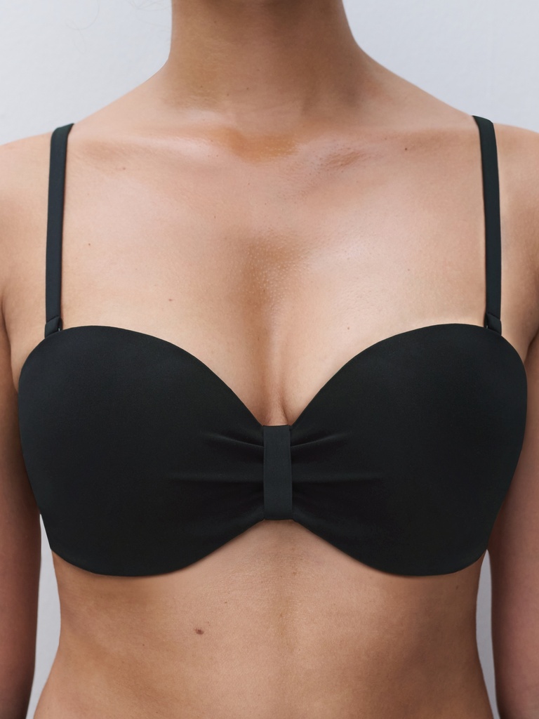 Haut de Bikini bandeau armaturé avec coques bretelles amovibles CHANTELLE "Icon" C16VNK - Noir 011