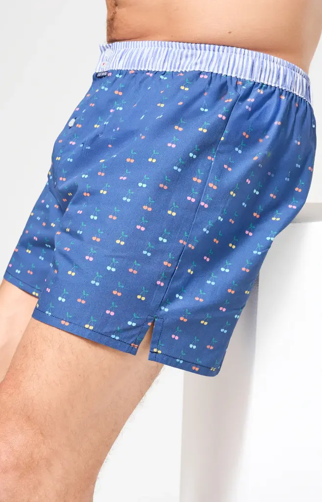Caleçon américain homme avec maintien 100% coton bio ARTHUR "Le Club" CSP - Marine 
Cerises 1202E26