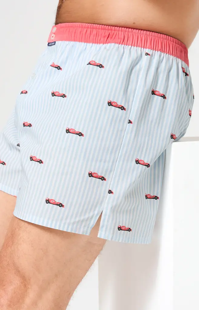 Caleçon américain homme avec maintien 100% coton bio ARTHUR "Le Club" CSP - Ciel 1204E26