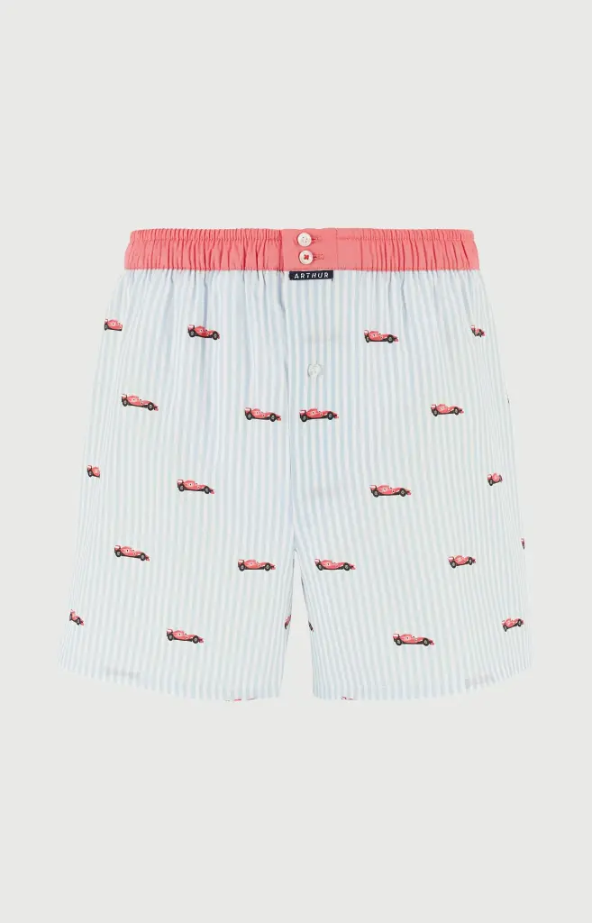 Caleçon américain homme avec maintien 100% coton bio ARTHUR "Le Club" CSP - Ciel 1204E26