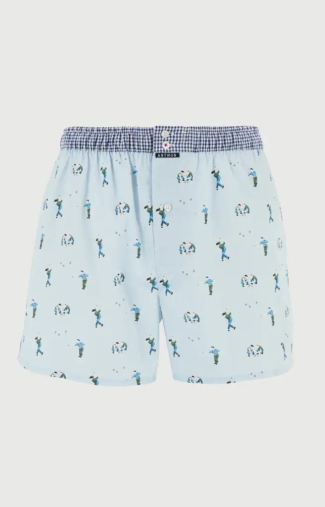 Caleçon américain homme avec maintien 100% coton bio ARTHUR "Le Club" CSP - Ciel Pétanque 1214E26