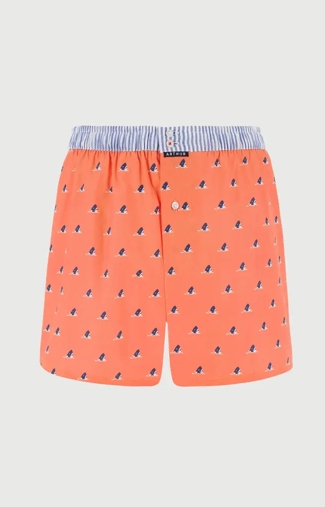 Caleçon américain homme avec maintien 100% coton bio ARTHUR "Le Club" CSP -  Orange Les Dents de l'Amour 1220E26
