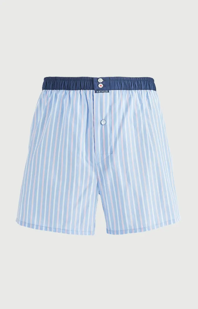 Caleçon américain homme avec maintien 100% coton bio ARTHUR "Le Club" CSP - Bleu PMT0013