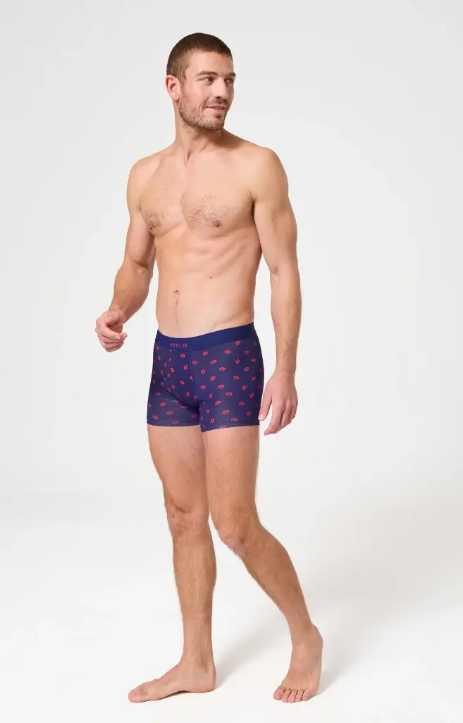 Boxer homme coton bio ARTHUR "Kiss" MAC - St Val Rouge Marine STVALE26