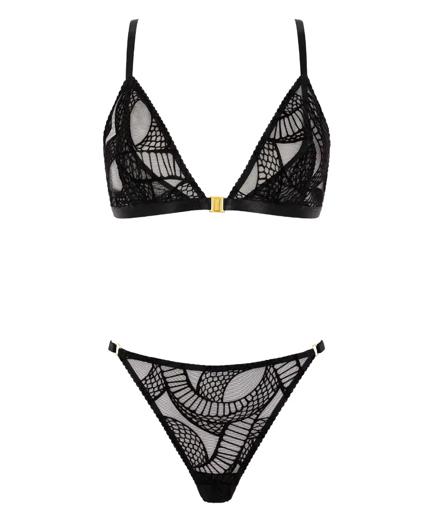 Ensemble lingerie sexy AUBADE "Boite à Désir" Velvet Snake P080A-5 - Noir