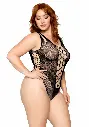 Body transparent résille - Plus Size - LEG AVENUE 81641X - Noir 001