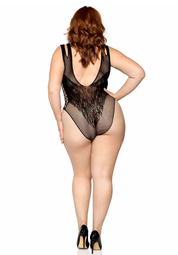 Body transparent résille - Plus Size - LEG AVENUE 81641X - Noir 001