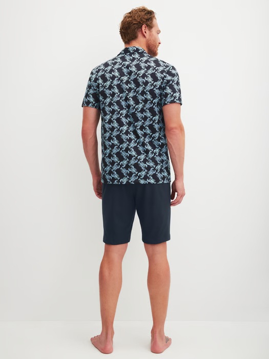 Pyjama short homme boutonné 100% coton CALIDA "Relax Imprint 2" 47488 - Dark Sapphire 479