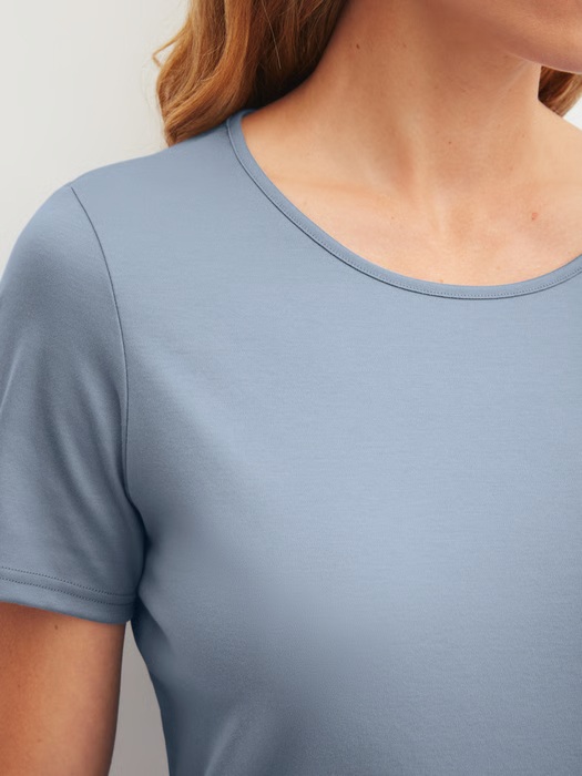 Pyjama short dame 100% coton CALIDA "Stiped Dreams" 44757 - Aura Blue 395