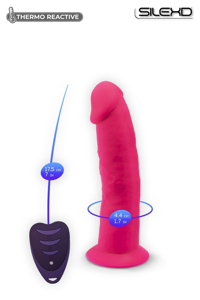 Godemichet vibrant télécommandé réaliste ventouse en silexpan rechargeable SILEXD "Modèle 2" SD255613 - Rose 17,5cm x 4,4cm