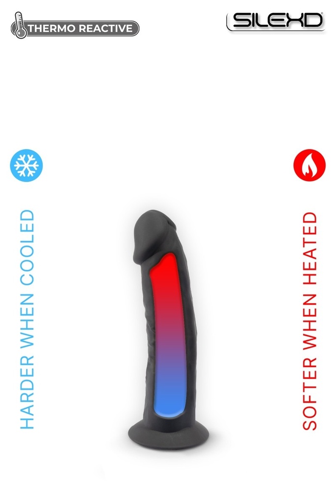 Godemichet réaliste ventouse SILEXD "Thermo Réactive Modèle 2" SD220796NB - Noir 15,4cm x 3,5cm