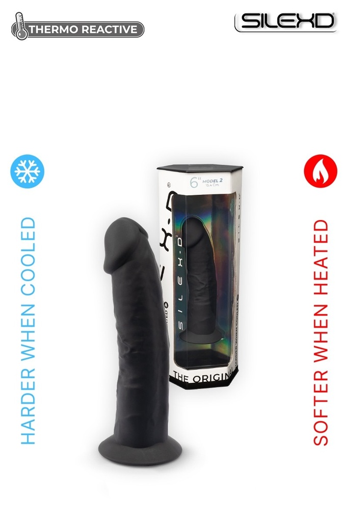 Godemichet réaliste ventouse SILEXD "Thermo Réactive Modèle 2" SD220796NB - Noir 15,4cm x 3,5cm