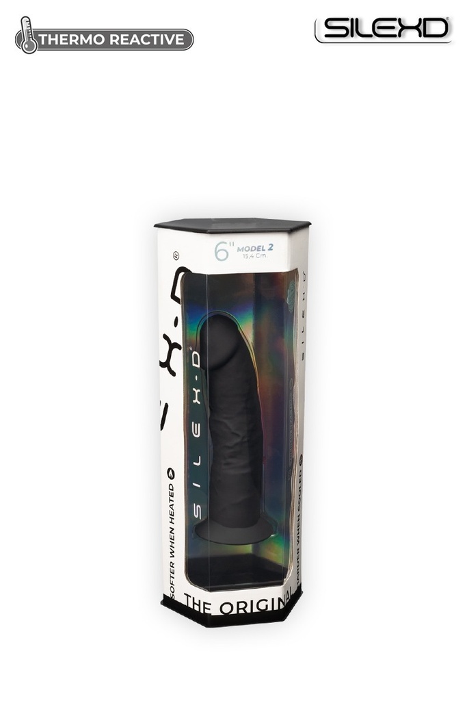 Godemichet réaliste ventouse SILEXD "Thermo Réactive Modèle 2" SD220796NB - Noir 15,4cm x 3,5cm