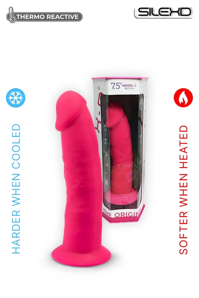 Godemichet réaliste ventouse SILEXD "Thermo Réactive Modèle 2" SD220611NB - Rose 19,2cm x 4,7cm
