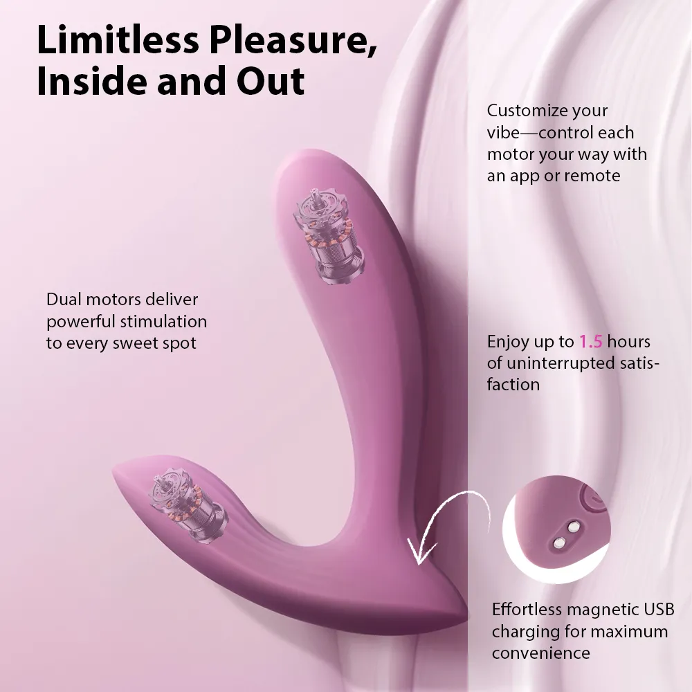 Vibromasseur contrôlé via app & double stimulation SVAKOM "Erica" - Rose