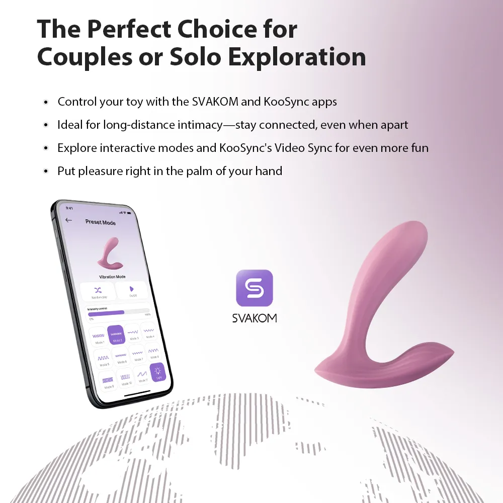 Vibromasseur contrôlé via app & double stimulation SVAKOM "Erica" - Rose