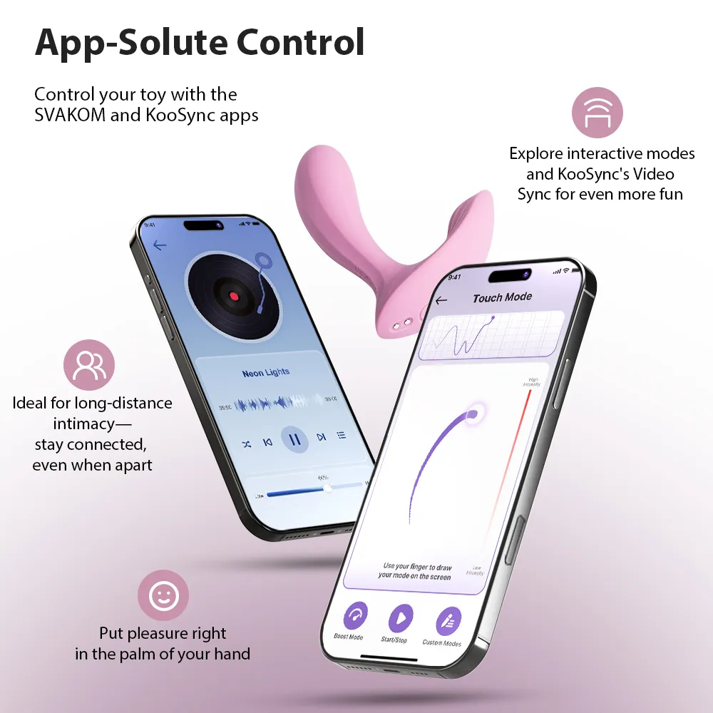 Vibromasseur contrôlé via app & double stimulation SVAKOM "Erica" - Rose