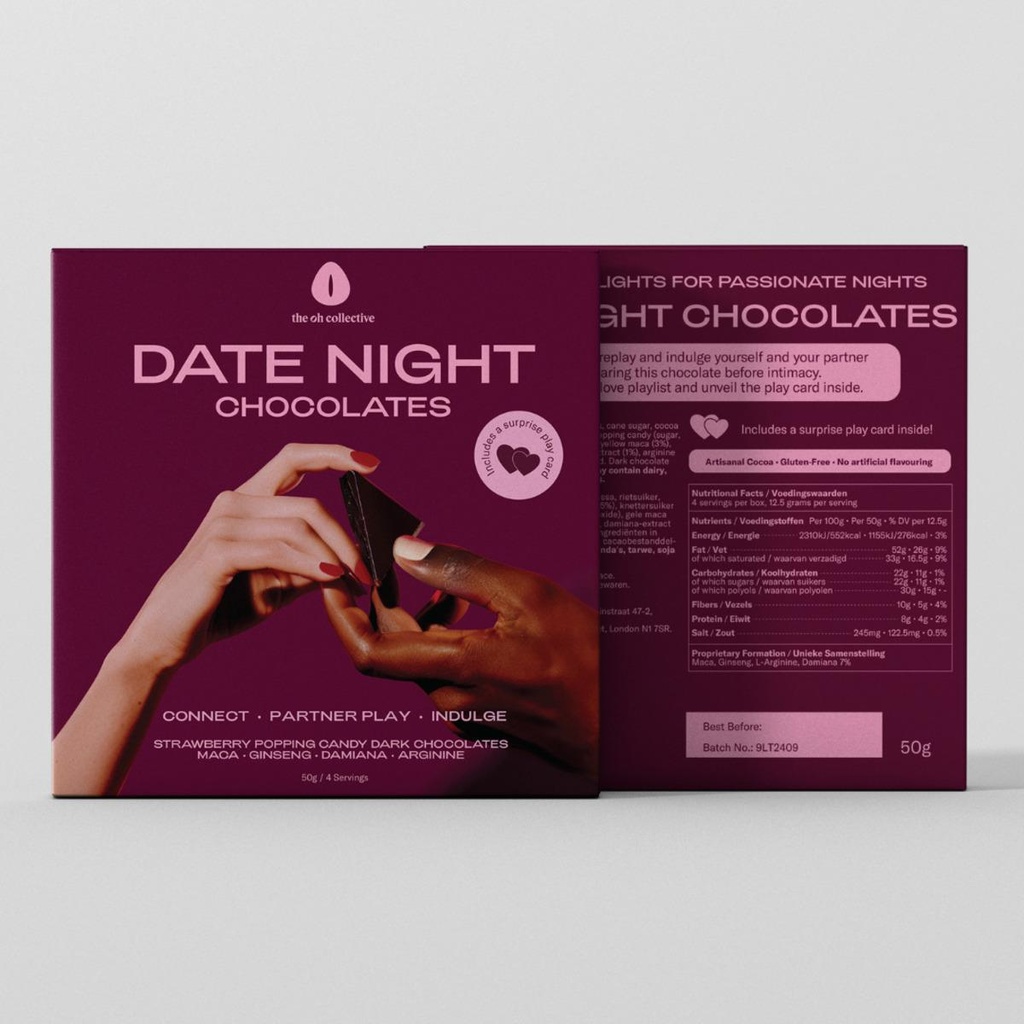 Chocolat aphrodisiaque THE OH COLLECTIVE "Date Night Chocolates" - MAca et Ginseng 