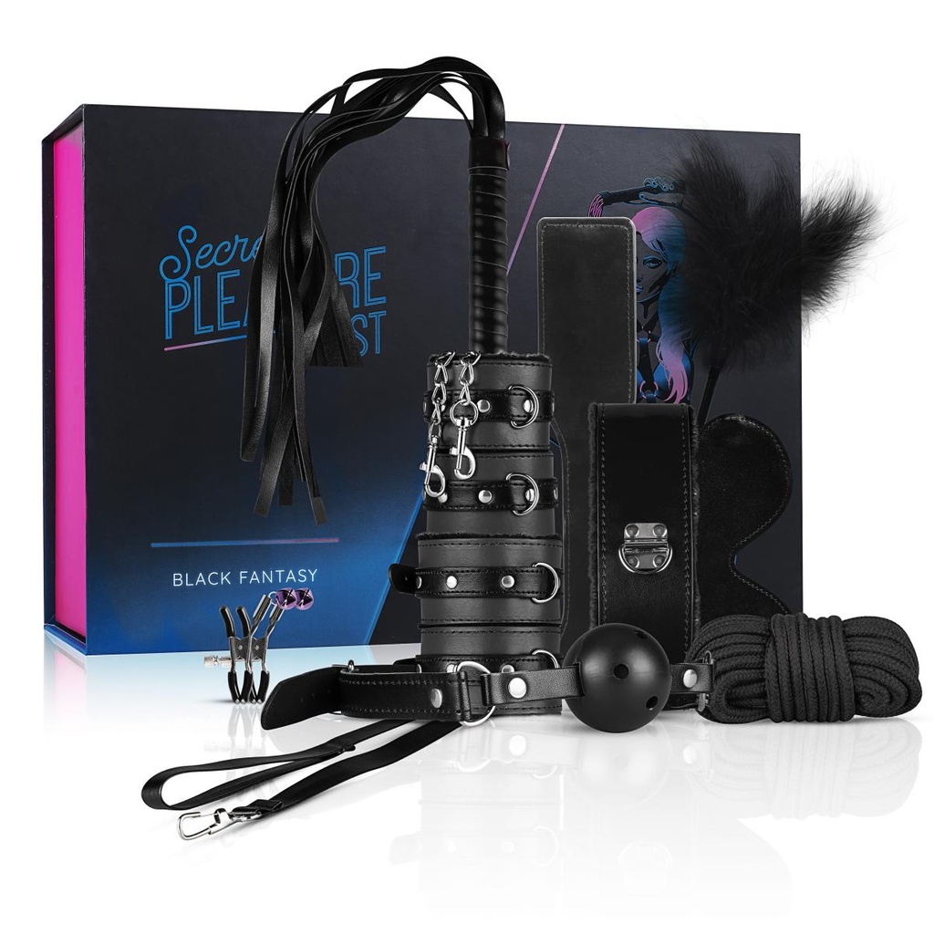 Kit S&M pour jeux de couple SECRET PLEASURE CHEST "Love Boxxx" - Black Fantasy