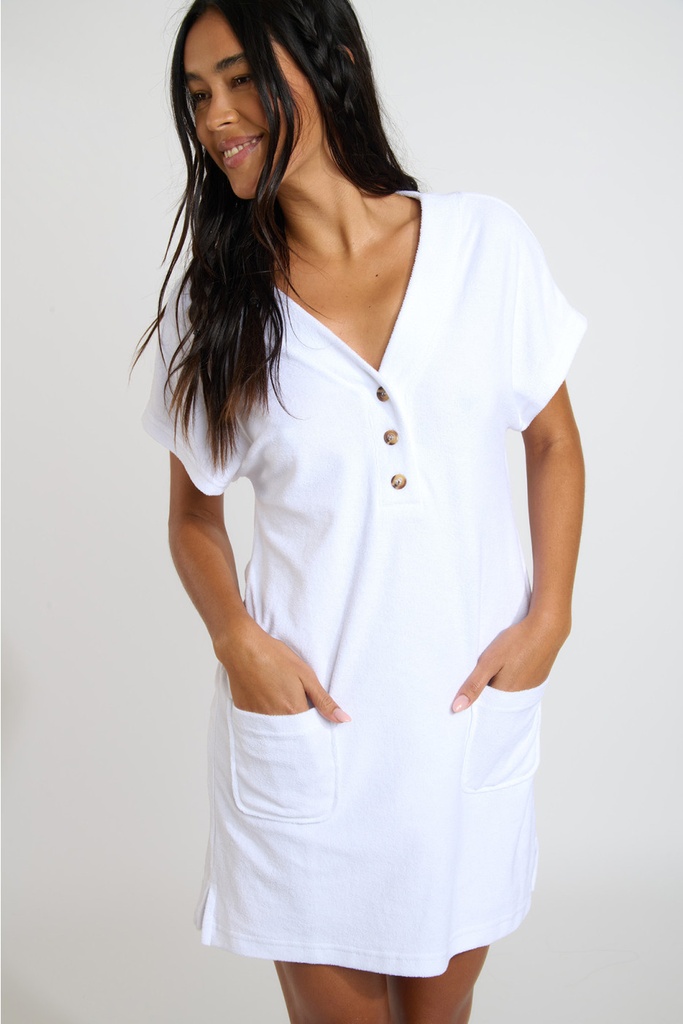 Robe de plage BANANA MOON "Lila Seasponge" - Blanc LLD10