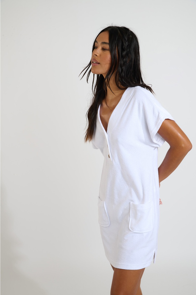 Robe de plage BANANA MOON "Lila Seasponge" - Blanc LLD10