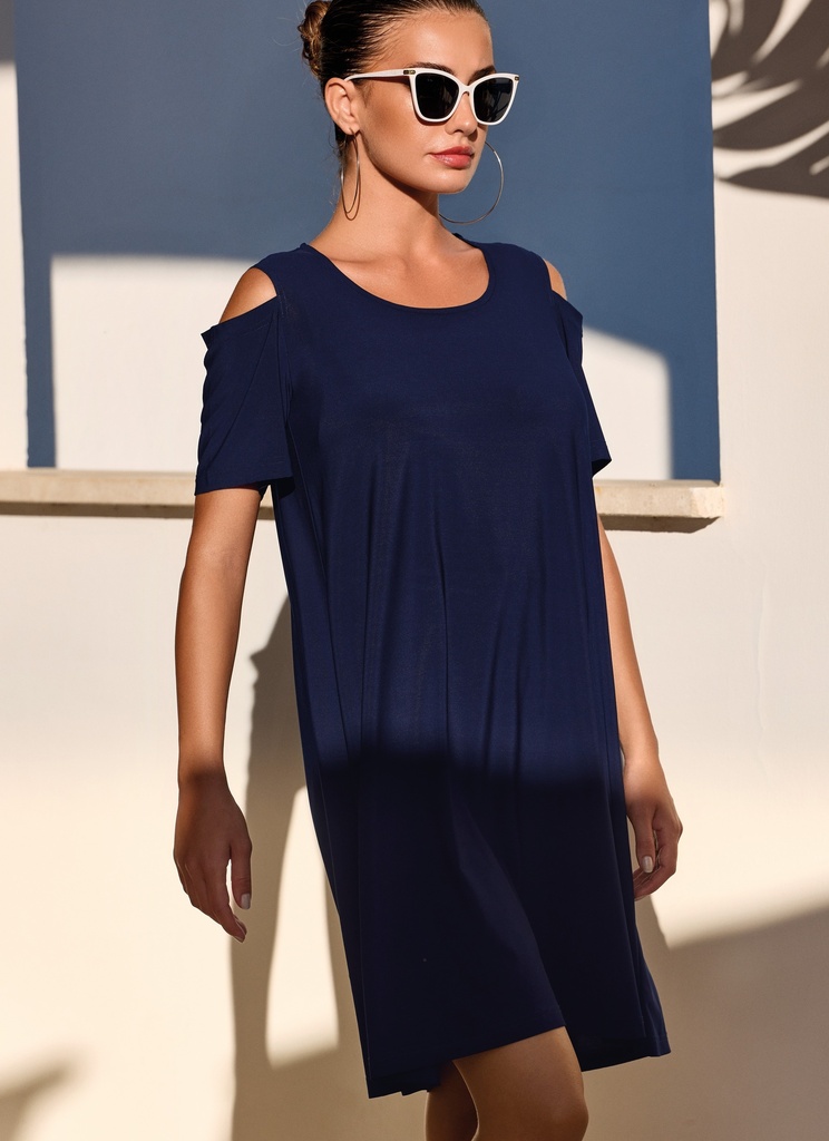 Robe plage DAVID "Felicia" DA26-020 - Bleu Marine NBLU