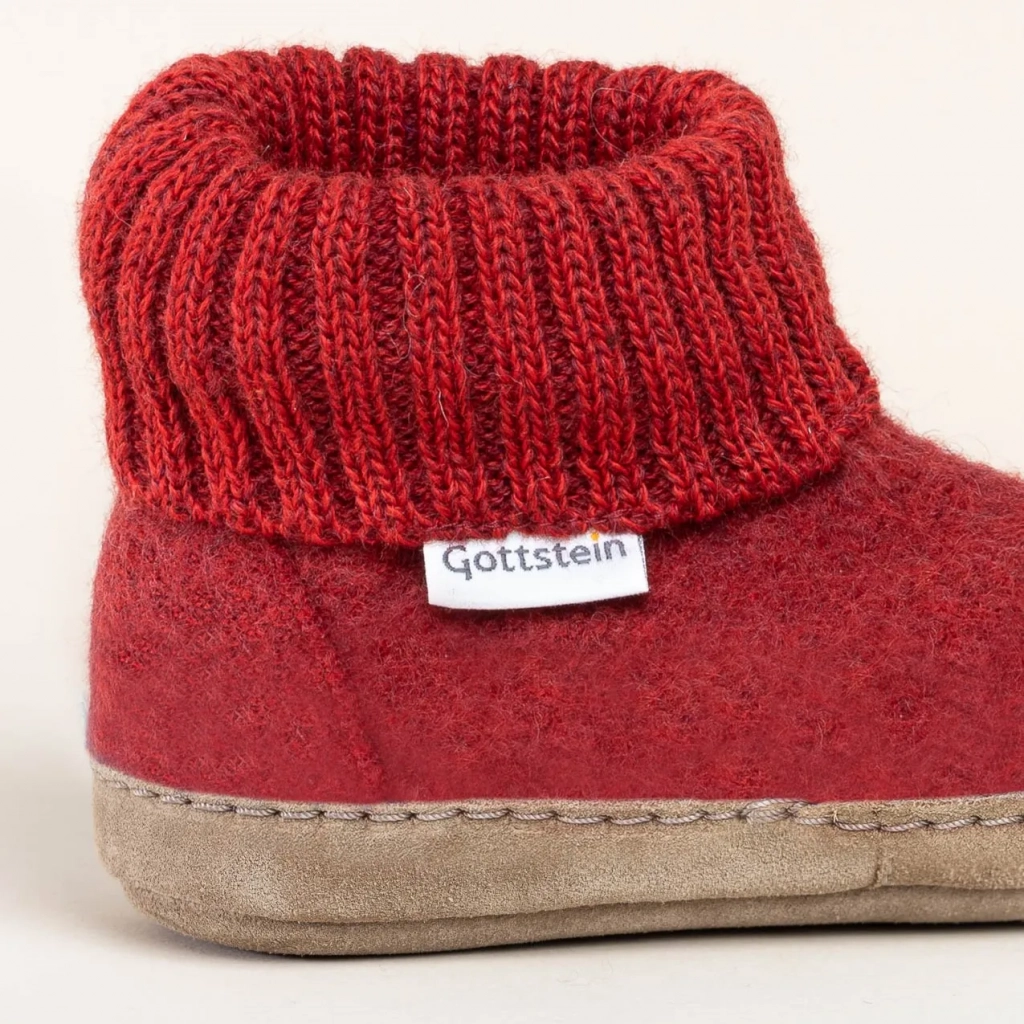 Pantoufles en laine mouton GOTTSTEIN "Ötz" 405 - Rouge Mel. 1353
