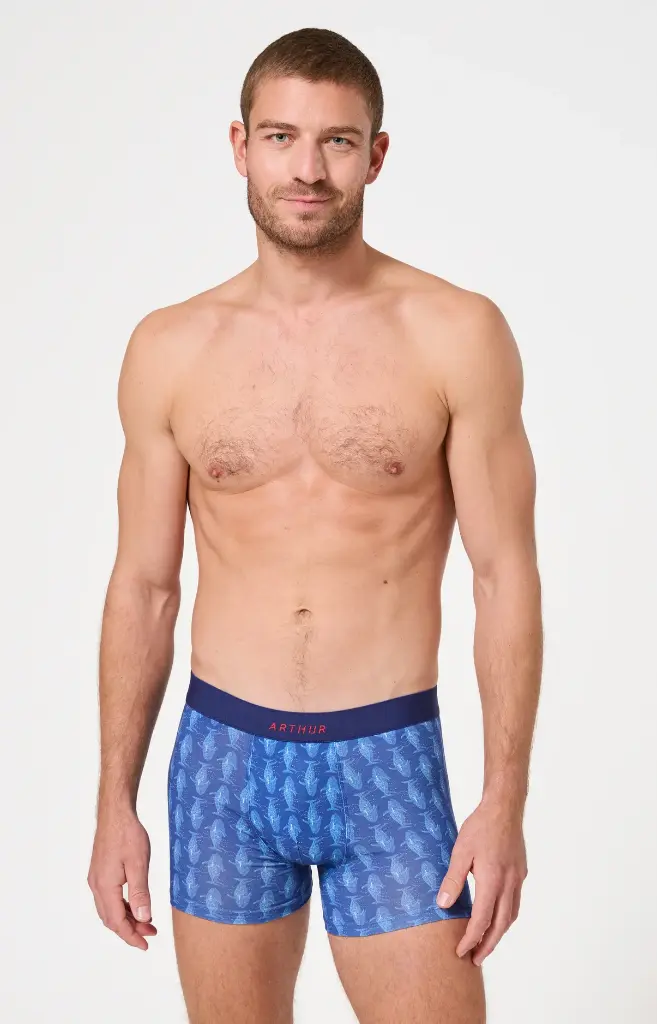 Boxer homme coton bio ARTHUR "Pacifique" MAC - Marine WALEE26