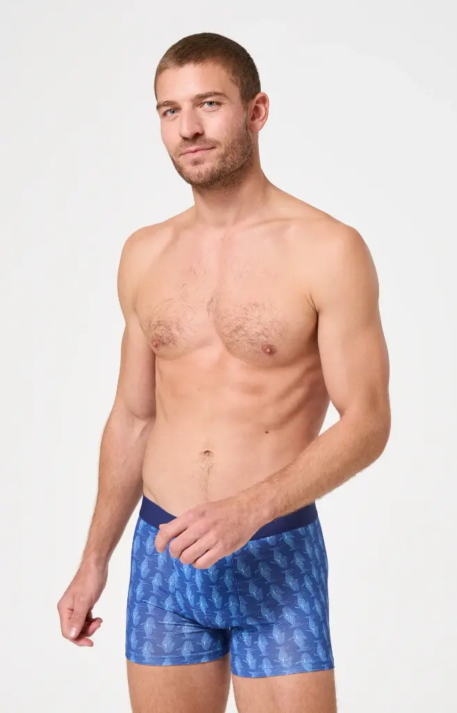 Boxer homme coton bio ARTHUR "Pacifique" MAC - Marine WALEE26
