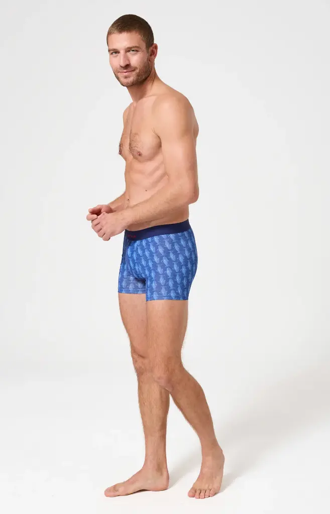 Boxer homme coton bio ARTHUR "Pacifique" MAC - Marine WALEE26
