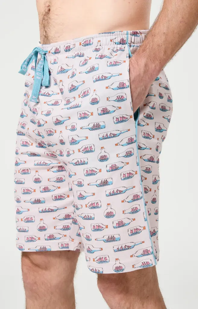 Pyjama short homme 100% coton bio ARTHUR "Pyj à Mât" PAU - Nude BOUTE26