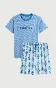Pyjama short homme 100% coton bio ARTHUR "Pacifique" PAU - Bleu WALEE26