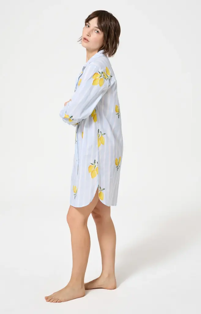 Chemise de nuit femme boutonnée ARTHUR "Lemon Chérie" PAV - Glace LEMOE26