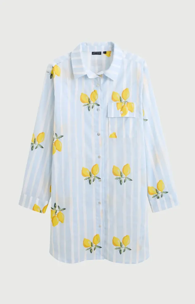 Chemise de nuit femme boutonnée ARTHUR "Lemon Chérie" PAV - Glace LEMOE26