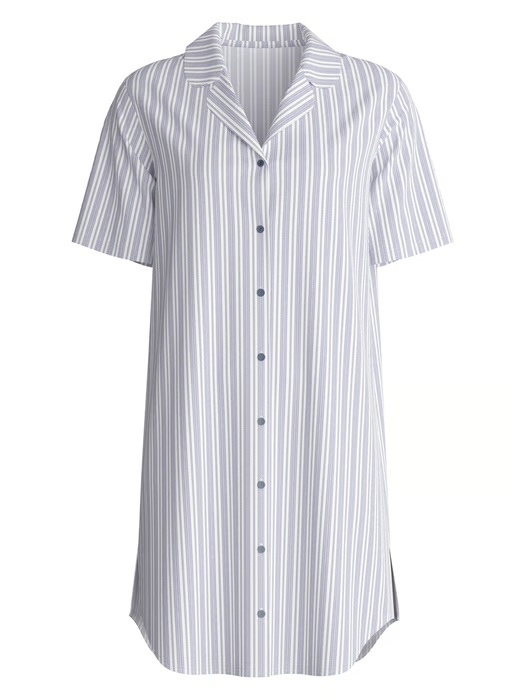 Chemise de nuit dame 95cm en 100% coton CALIDA "Striped Dreams" 32226 - Aura Blue 395