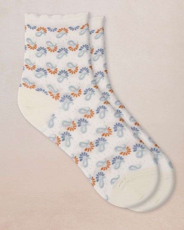 Chaussettes Dame BLEU FORET "All Over" FBU6603 - Ecru M2B
