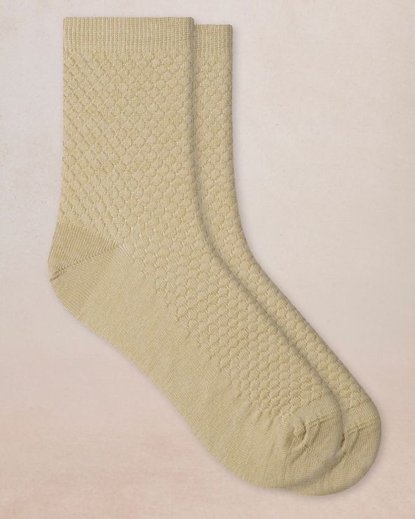 Chaussettes courtes dame 36/40 BLEU FORET "Satinées Alvéoles" FBU6608 - Champagne HC1