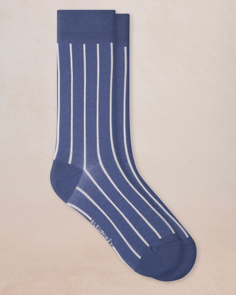 Chaussettes Homme Fines BLEU FORET "Fil d'Ecosse Rayures" HBU7095 - Bleu LF1
