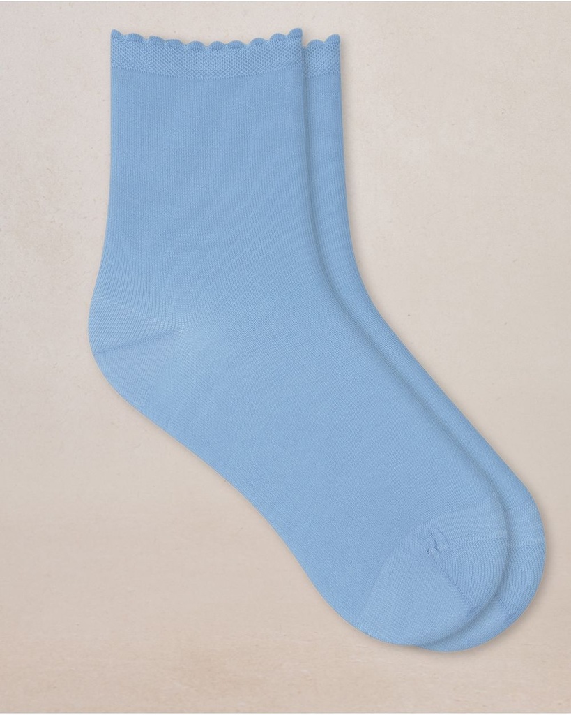 Chaussettes Dame BLEU FORET "Fil d'Ecosse Croquet" FBU6401 - Bleu Clair NI9