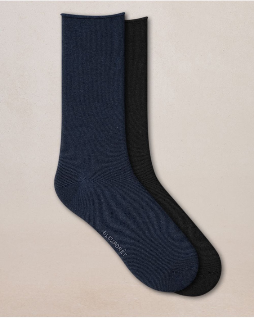 Chaussettes homme - 2 paires - BLEU FORET "Coton Veloutées" HBD7087 - Marine LA6