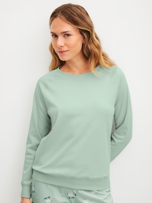 T-shirt maches longues + pantalon dame homewear CALIDA "Favourites Cat" 15170 + 29747 - Light Aqua 621