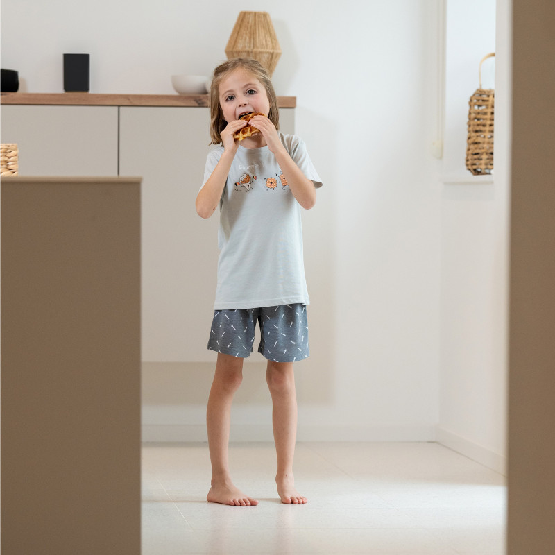 Pyjama enfant court JUSQU'AU LEVER DU JOUR 25EPGOC - Gris Clair Gourmet