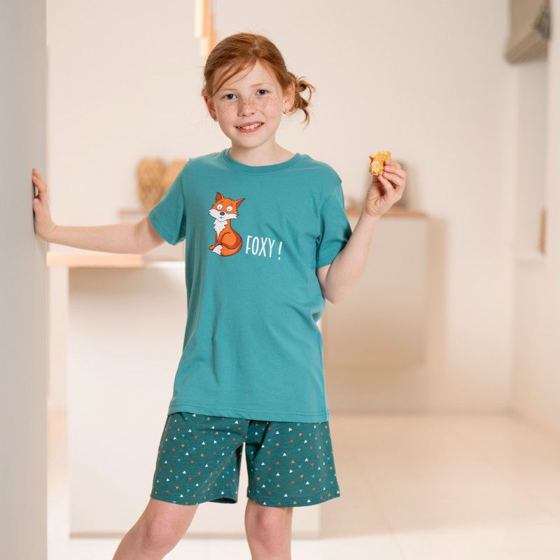 Pyjama enfant court JUSQU'AU LEVER DU JOUR "Foxy" 25EPFOC - Vert